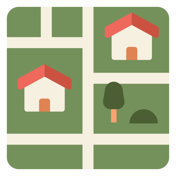 Cip art of the top down view of a neighborhood